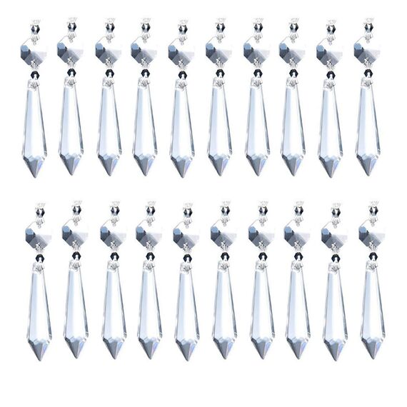 Bonayuanda 20 Stück 38 mm Ersatz Klar Kronleuchter Eiszapfen Kristall Prismen Octogan Kristall Perle für Lampen-Dekoration