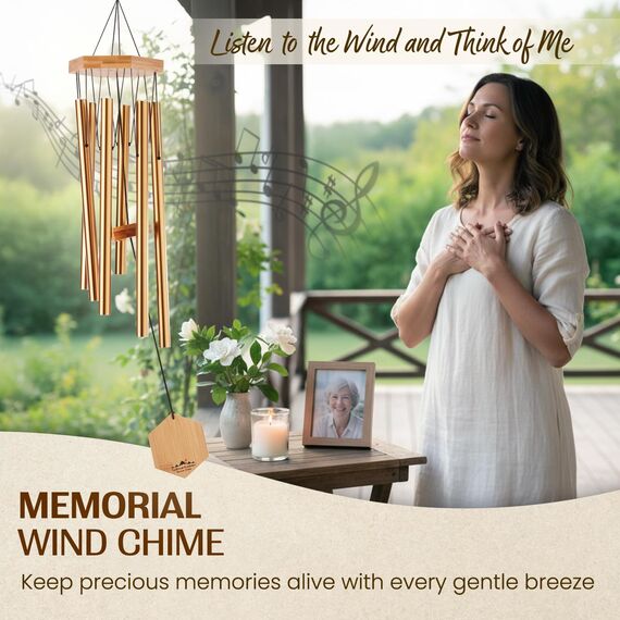 Windspiel für Menschen, die ihre Nachbarn mögen, beruhigende melodische Töne und solide konstruiertes Bambus/Aluminium-Glocke, Veranda, Garten oder Hinterhof.