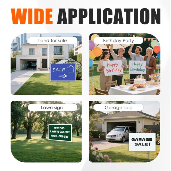 Blanko-Hof-Schilder mit Heringen, weißes, gewelltes Kunststoff-Rasenschild für personalisierte Geburtstags-, Garagenverkauf, Immobilien, Hundekot, großer Pfeil, Miete, 30.5 x 43.2 cm, 3 Stück