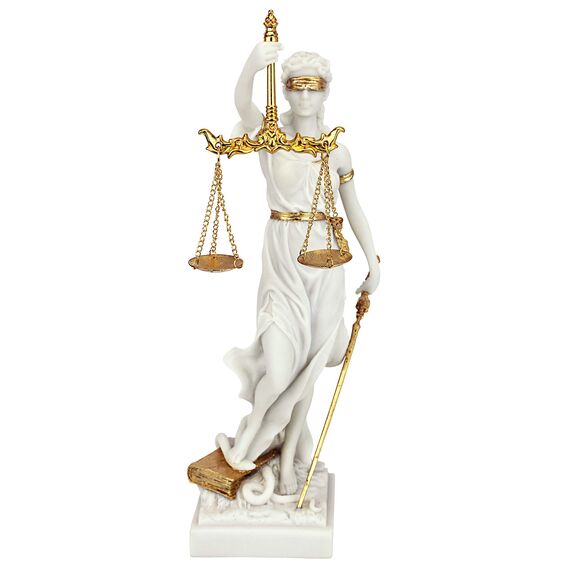 Design Toscano Göttin der Gerechtigkeit Themis Statue aus Marmor-Steinguss, Maße: 14 x 9 x 33 cm 1 kg