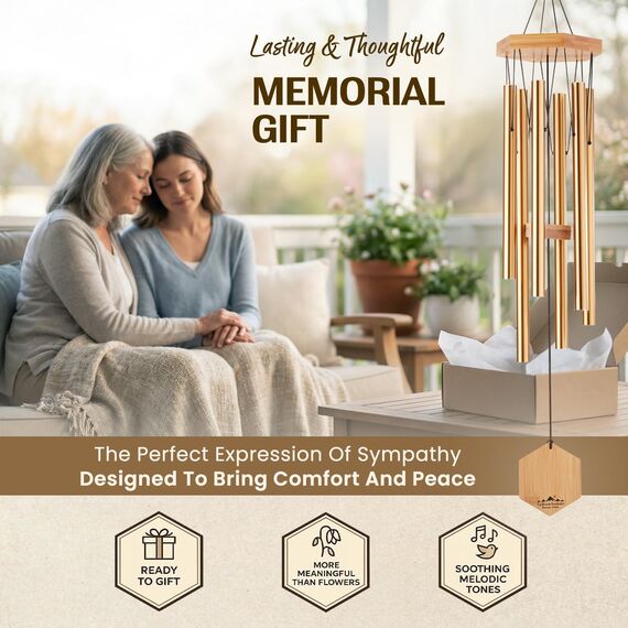 Windspiel für Menschen, die ihre Nachbarn mögen, beruhigende melodische Töne und solide konstruiertes Bambus/Aluminium-Glocke, Veranda, Garten oder Hinterhof.