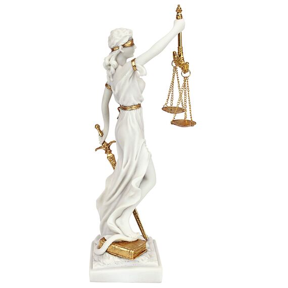 Design Toscano Göttin der Gerechtigkeit Themis Statue aus Marmor-Steinguss, Maße: 14 x 9 x 33 cm 1 kg