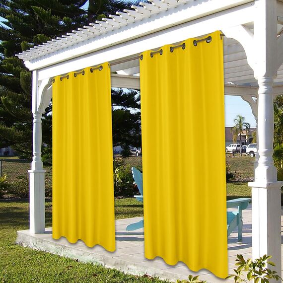 BONZER Wasserdichte Outdoor-Vorhänge für Terrasse, Veranda, Pergola, Sonnenlicht, Sichtschutz, Ösen, Innenvorhang, für Schlafzimmer, Wohnzimmer, 1 Stück, 137 x 308 cm, Gelb