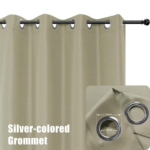 Bonzer wasserdichte Vorhänge für Innen- und Außenbereich, dick, Privatsphäre, breite Ösen, Vorhänge für Schlafzimmer, Wohnzimmer, Veranda, Pergola, 1 Stück, 275 x 274 cm, Taupe