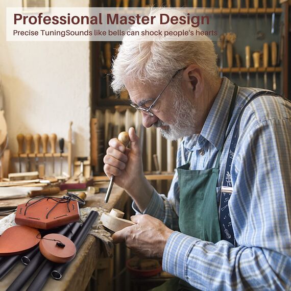 Sympathy Windspiel für draußen, großer tiefer Ton, Gedenk-Windspiele für den Verlust eines geliebten Menschen, Geschenke für Mutter, Gartendekoration (schwarz)