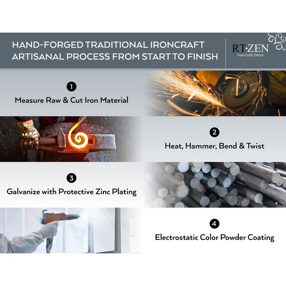 RTZEN Pflanzenaufhänger mit Wirbelhaken – handgeschmiedet, robust, schmiedeeiserne Wanddekoration – für den Innen- und Außenbereich, wirbelnd, Körbe und Windspiele, 2 Stück