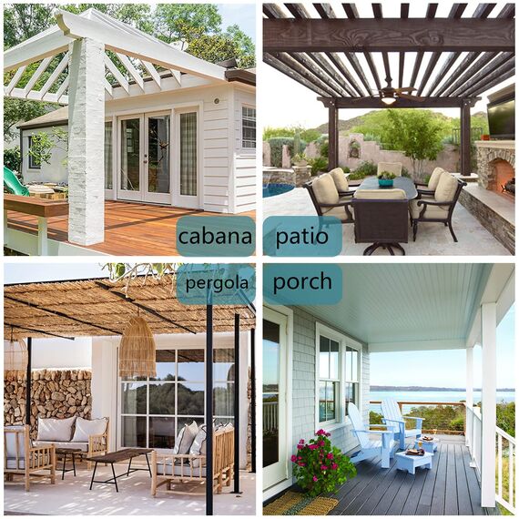 BONZER Wasserdichte Outdoor-Vorhänge für Terrasse, Privatsphäre, mit Ösen, Sonnenlicht, Außenvorhänge für Pavillon, Veranda, Pergola, Pavillon, 1 Stück, 213 x 308 cm, Creme