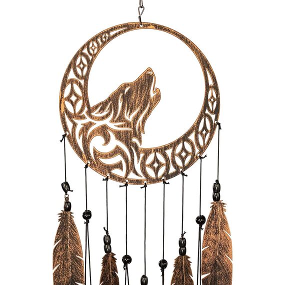 Wolf-Traumfänger-Windspiele, einzigartige Winddekorationen mit tiefem Ton, dekorativer Wolf-Traumfänger, perfekte Ergänzung für Deine Veranda, Garten oder Terrasse, einzigartige Geschenke für Damen