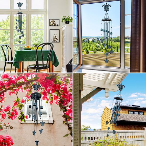 LESES Schildkröten-Windspiel, Outdoor-Windspiel mit 4 Aluminiumrohren, Gedenk-Windspiel für Mutter, Großmutter, Geburtstagsgeschenke, Outdoor-Windspiele für Haus, Garten, Terrasse
