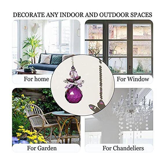 H&D Hängender Kristallengel, Sonnenfänger, Regenbogen-Macher, Schutzengel, Ornament, für Zuhause, Fensterdekoration, Lilafarben