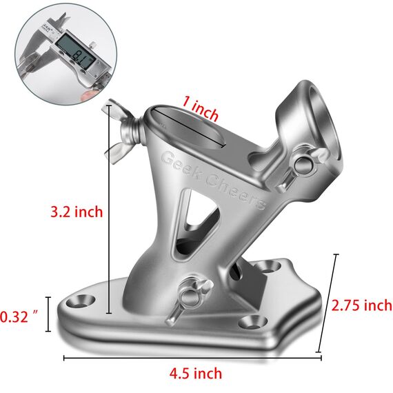 Geek Cheers Robuster Fahnenmasthalter aus Edelstahl, 2 Positionen für 2,5 cm Fahnenmast, Wandhalterung, Flaggenmasthalterung, Klingenbohrer im Lieferumfang enthalten, rostfreie Fahnenmasthalterung,