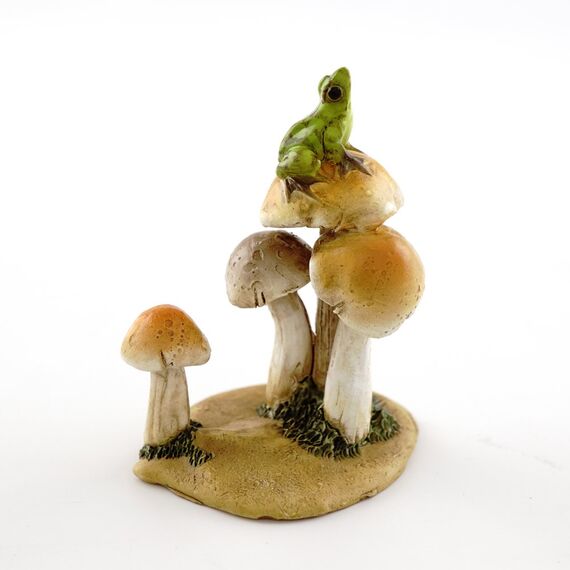 Top Collection Miniatur Feengarten und Terrarium Statue Frosch auf Pilzen