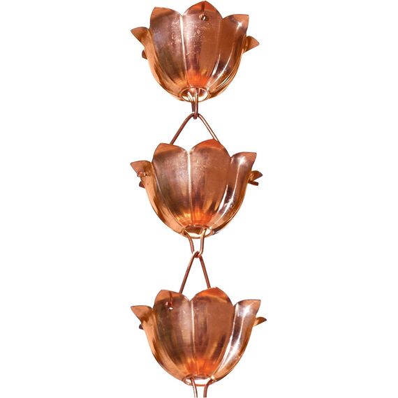 Monarch Pure Copper Lotus Rain Chain, 8-1/2-Feet Length