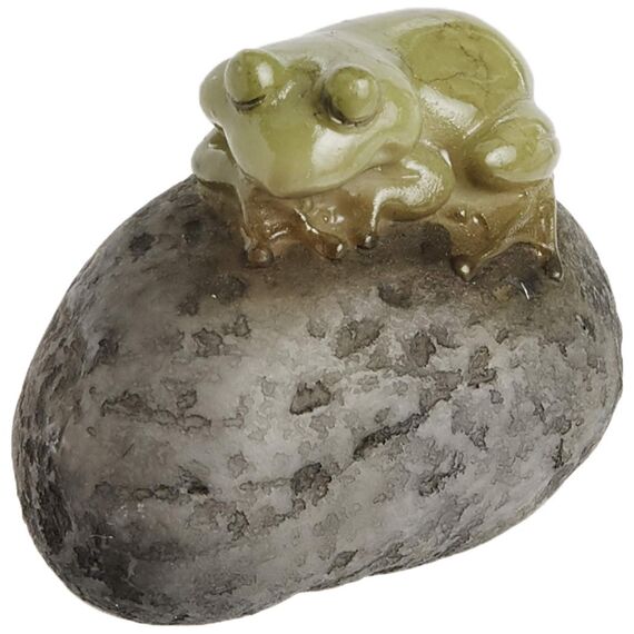 Top Collection Miniatur Feengarten und Terrarium Statue Schlafender süßer Frosch auf Stein