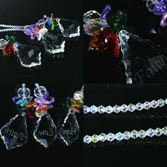 H&D HYALINE & DORA Glaskristall Regenbogen Engel Ornament Chakra Hängende Sonnenfänger Fenster Sonne Kakt mit Barock Ahornblatt Anhänger für Geschenk, 3 Stück