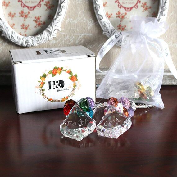 H&D HYALINE & DORA Glaskristall Regenbogen Engel Ornament Chakra Hängende Sonnenfänger Fenster Sonne Kakt mit Barock Ahornblatt Anhänger für Geschenk, 3 Stück