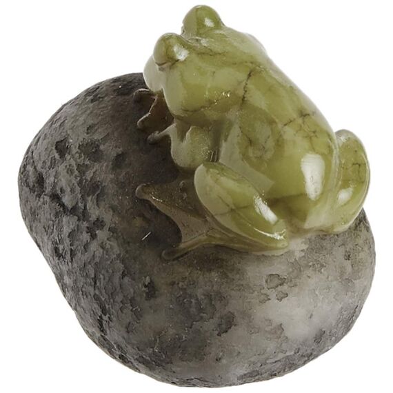 Top Collection Miniatur Feengarten und Terrarium Statue Schlafender süßer Frosch auf Stein