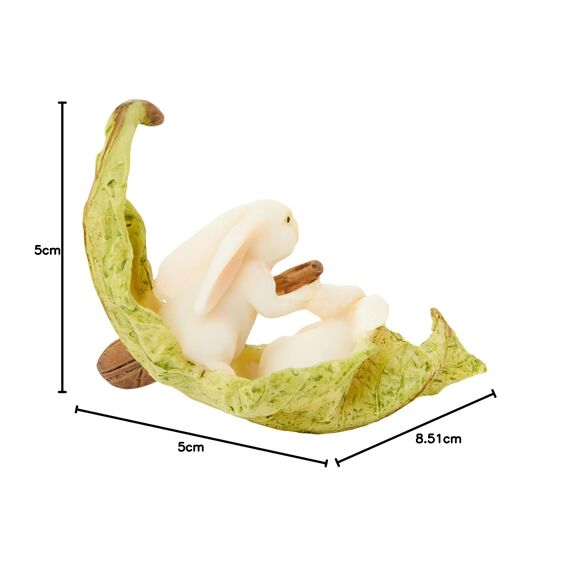 Top Collection Miniatur-Statue für Feengarten und Terrarium, Kaninchen, Ruderboot, Blattboot