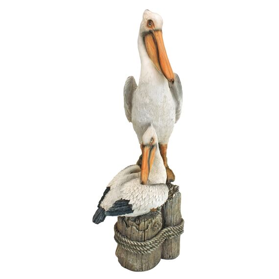 Design Toscano Küstendeko Ozeanpelikane Gartenvogelstatue, Polyresin, Vollfarbe, 61 cm