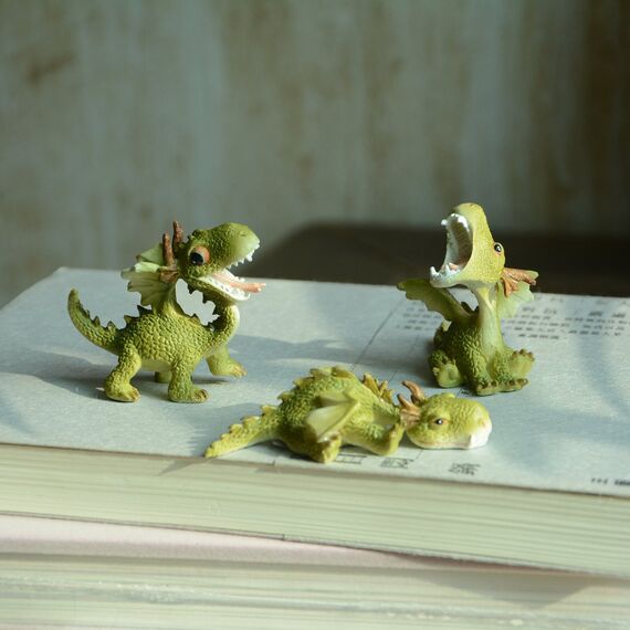 Top Collection Miniatur Feengarten und Terrarium Statue Mini Drache Grün