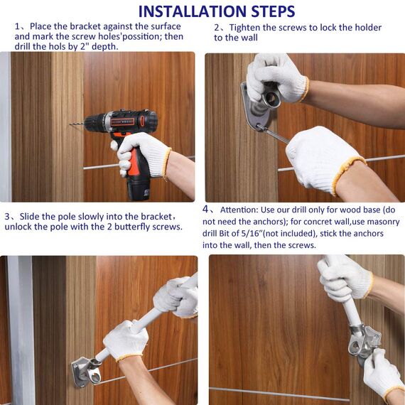 Geek Cheers Robuster Fahnenmasthalter aus Edelstahl, 2 Positionen für 2,5 cm Fahnenmast, Wandhalterung, Flaggenmasthalterung, Klingenbohrer im Lieferumfang enthalten, rostfreie Fahnenmasthalterung,