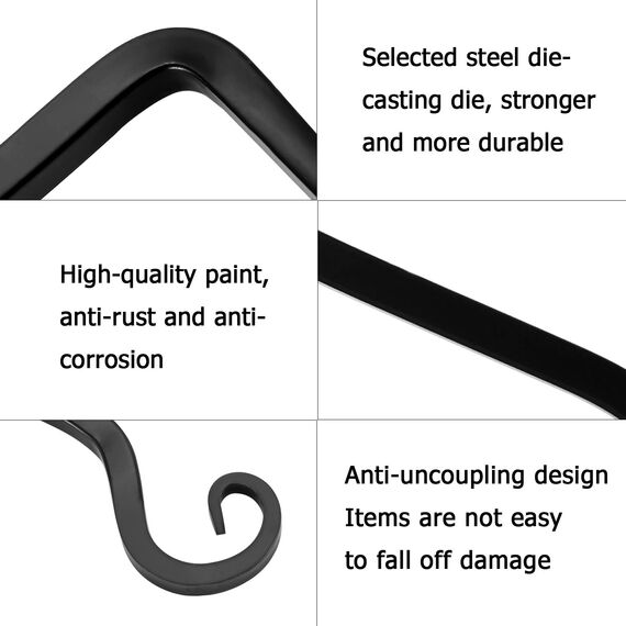 onepeng 2 Stück 15,2 cm Pflanzenaufhänger für drinnen und draußen, hängende Pflanzenhalterung, Wandhaken, dekorative Pflanzenaufhänger, Vogelfutterspender, Windspiele, Pflanzkörbe, Schwarz