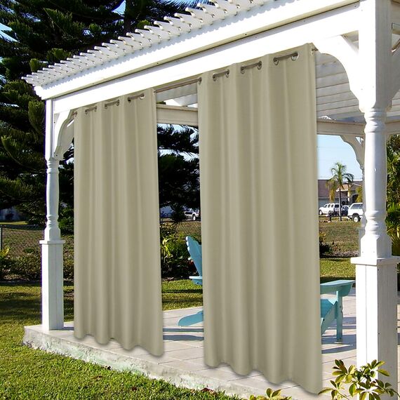 BONZER Outdoor-Vorhänge für Terrasse, wasserdicht, dick, Privatsphäre, Ösen, Sonnenlicht blockierend, Außenvorhänge für Veranda, Pergola, Pavillon, Deck, 1 Stück, 213 x 308 cm, Taupe