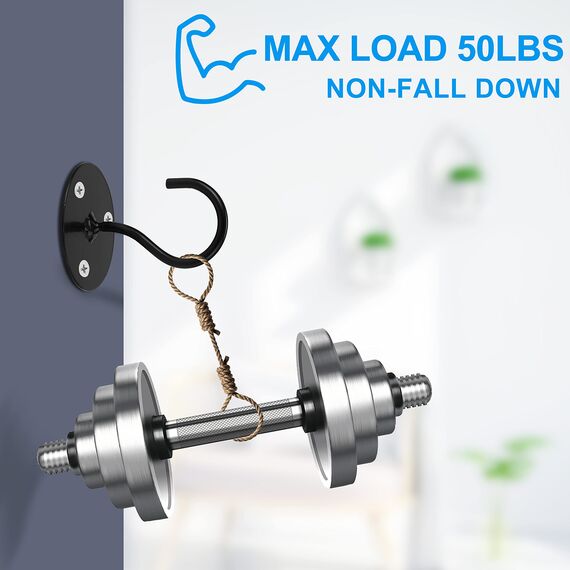 Deckenhaken für hängende Pflanzen – Metall-Pflanzenhalterung, Eisen-Wandhalterung, Laternen, Windspiele, Pflanzgefäße, Outdoor-Dekorationshaken (2er-Pack) (schwarz)