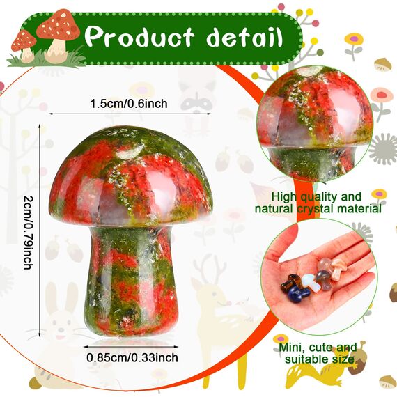 20 Stück Kristall Pilz Skulptur Dekor Hand Herstellung Mini Pilz Form Kristalle Natürlicher Edelstein Quarz Pilz für DIY Meditation Ausgleichender Garten Rasen Haus Blumentopf Dekoration