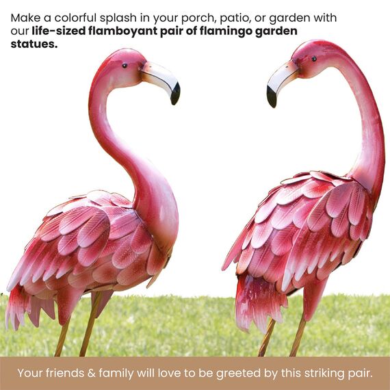 Bits and Pieces - 35 ½ Zoll hohe Metall Flamingo Gartenstatuen Hofdekorationen Outdoor Skulpturen Gartendeko Flamingo Yard Art 2er Set