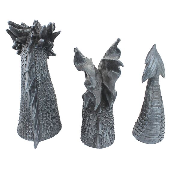 Design Toscano Der Drachen des Falkenbergschlosses Moat Gartenstatue, Polyresin, Steingrau, 71 cm Total