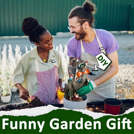 SOWSUN Gartenzwerg Statuen für den Außenbereich, Dinosaurier-ESS-Zwerge, Gartenkunst, Herbst und Winter, Gartendekoration, Outdoor-Statue Terrasse, Rasen, Hof-Kunstdekoration, Einweihungsgeschenk