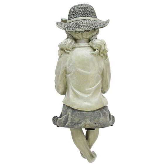Design Toscano Figur Anglermädchen „Nellies großer Fang“, tan, 28 x 11,5 x 28 cm, EU9305