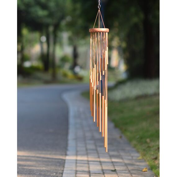 SuninYo Windspiel für den Außenbereich, 91,4 cm, mit S-Haken, EIN hochwertiges Geschenk für Garten, Terrasse, Balkon und Innendekoration (18 Röhren, goldfarben)