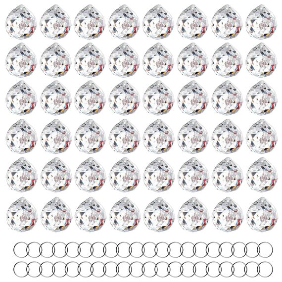 48 Stück 30 mm Kristallkugeln, klar, facettiert, Kristallkugeln, Heimdekoration