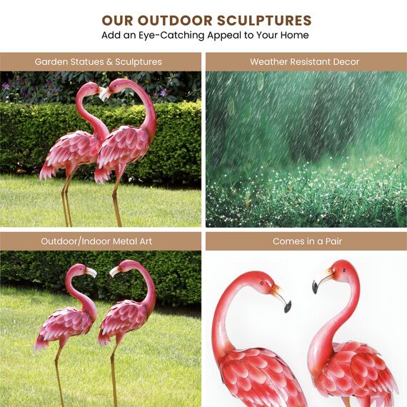 Bits and Pieces - 35 ½ Zoll hohe Metall Flamingo Gartenstatuen Hofdekorationen Outdoor Skulpturen Gartendeko Flamingo Yard Art 2er Set