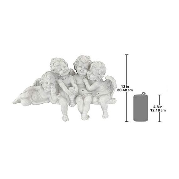 Design Toscano Figur Puttenkonklave Sitzende Engel, silber, 14 x 45,5 x 30,5 cm, SH380151