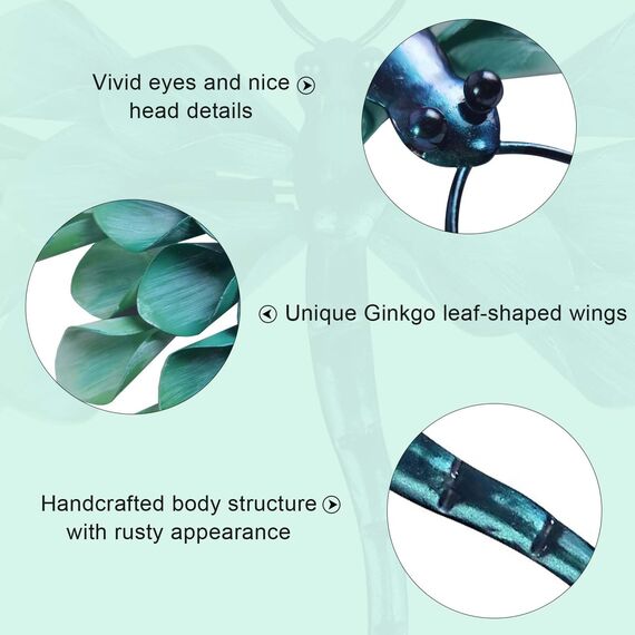 Liffy Metall Libelle Wanddekoration im Freien Zaun Kunst außerhalb hängende Dekorationen für Garten, Wohnzimmer, Schlafzimmer (Blue02)