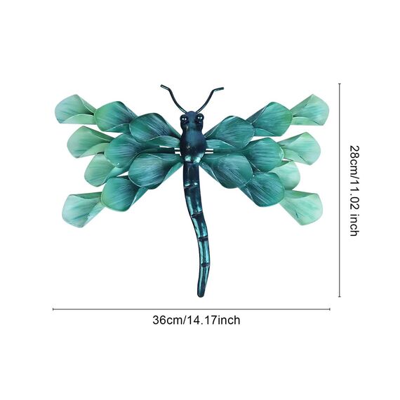 Liffy Metall Libelle Wanddekoration im Freien Zaun Kunst außerhalb hängende Dekorationen für Garten, Wohnzimmer, Schlafzimmer (Blue02)