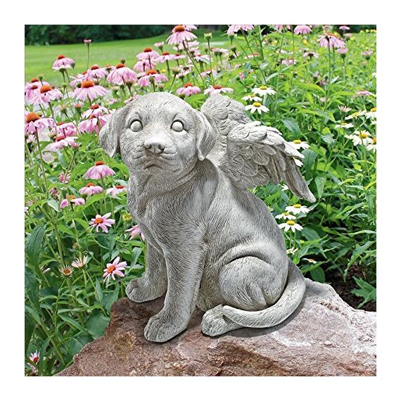 Design Toscano Geliebter Freund, Tier-Grabfigur Hundeengel, Groß, Kunstharz, Elfenbein, 18 x 21.5 x 25.5 cm