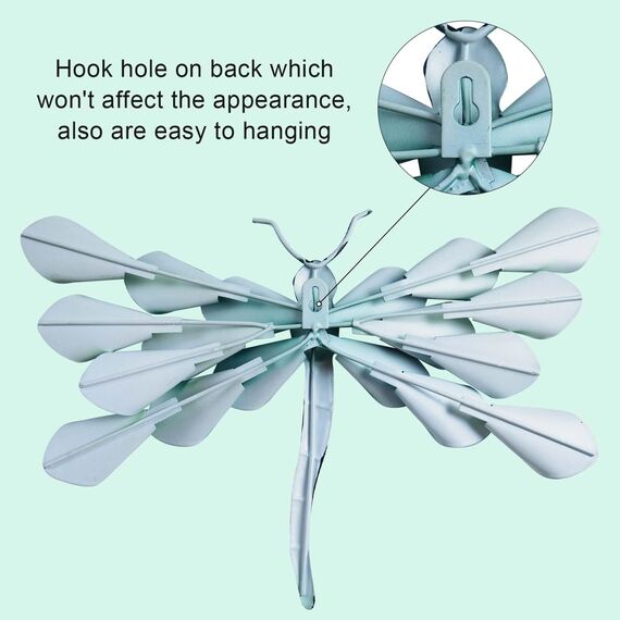 Liffy Metall Libelle Wanddekoration im Freien Zaun Kunst außerhalb hängende Dekorationen für Garten, Wohnzimmer, Schlafzimmer (Blue02)