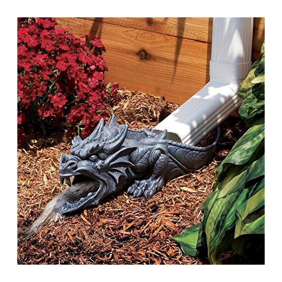 Design Toscano Ranier der Regenrohrwasserspeier Regenrinnenverlängerungsstatue, Polyresin, steingrau, 41 cm