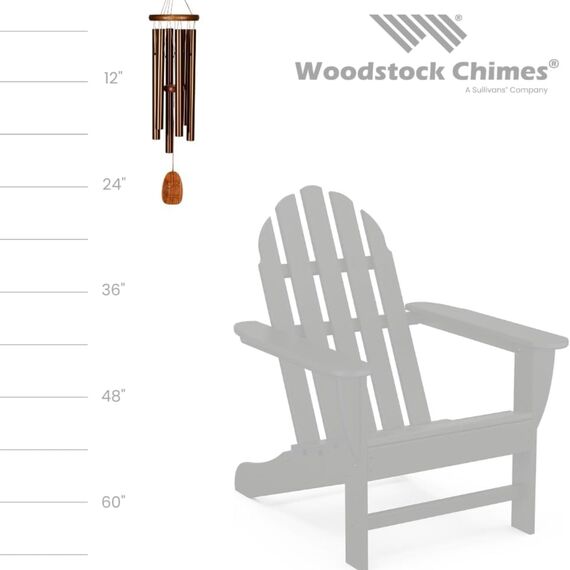 Woodstock Amazing Grace Chime Windspiel Mittel aus Aluminium und Holz in der Farbe Bronze, Länge: 60,9cm, AGMBR