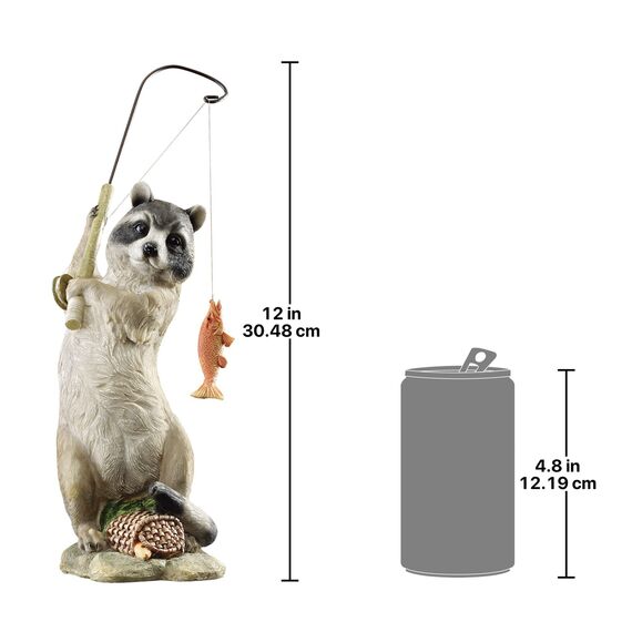 Design Toscano Der maskierte Fischer, Waschbärstatue