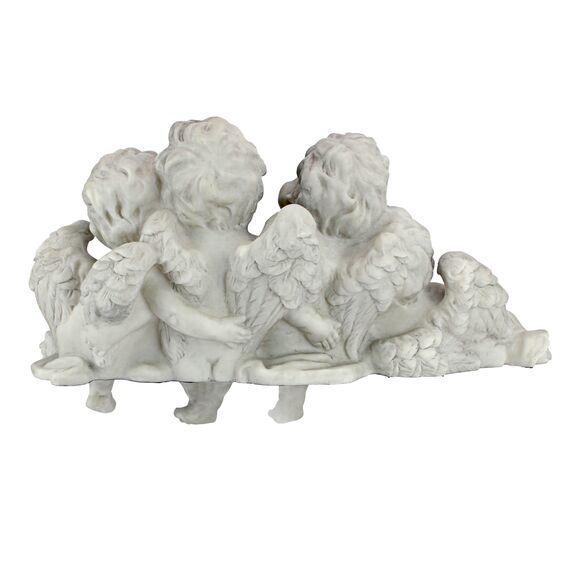 Design Toscano Figur Puttenkonklave Sitzende Engel, silber, 14 x 45,5 x 30,5 cm, SH380151