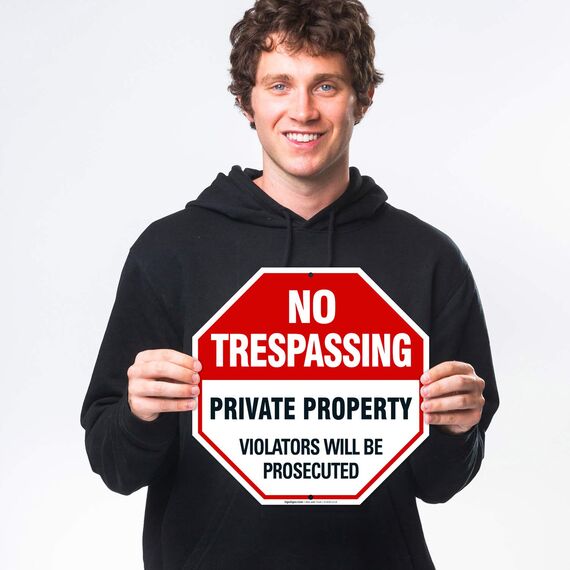 Sigo Signs No Trespassing Sign - Privateigentum-Zeichen - Violators Will Be Legend Prosecuted - große 12 X 12 Octagon Rust Gratis 0,40 Aluminum Sign