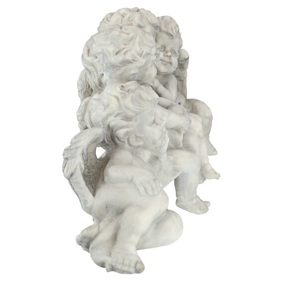 Design Toscano Figur Puttenkonklave Sitzende Engel, silber, 14 x 45,5 x 30,5 cm, SH380151