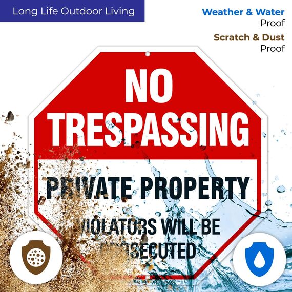 Sigo Signs No Trespassing Sign - Privateigentum-Zeichen - Violators Will Be Legend Prosecuted - große 12 X 12 Octagon Rust Gratis 0,40 Aluminum Sign