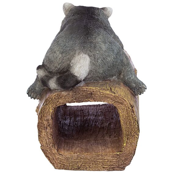 Design Toscano Raider, der Waschbär, Regenrohrauslass