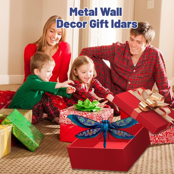 Liffy Metall Libelle Wanddekoration im Freien Zaun Kunst außerhalb hängende Dekorationen für Garten, Wohnzimmer, Schlafzimmer (Boho)